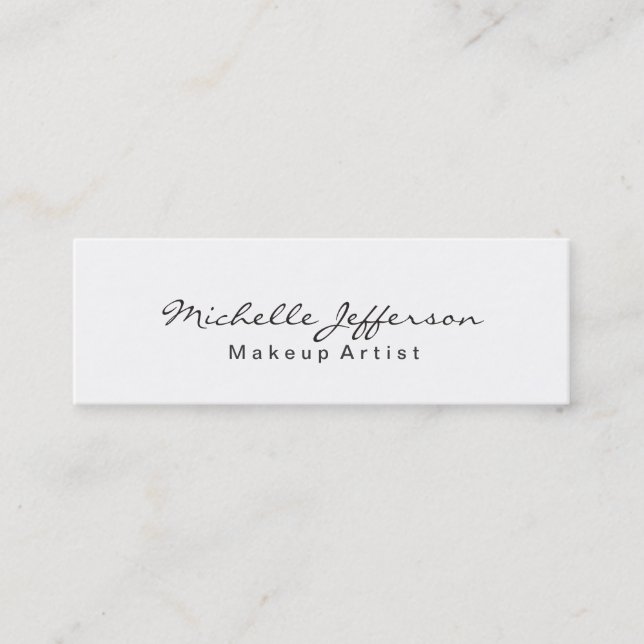 Trendy Makeup Artist White Script Business Card Mini Visitenkarte (Vorderseite)