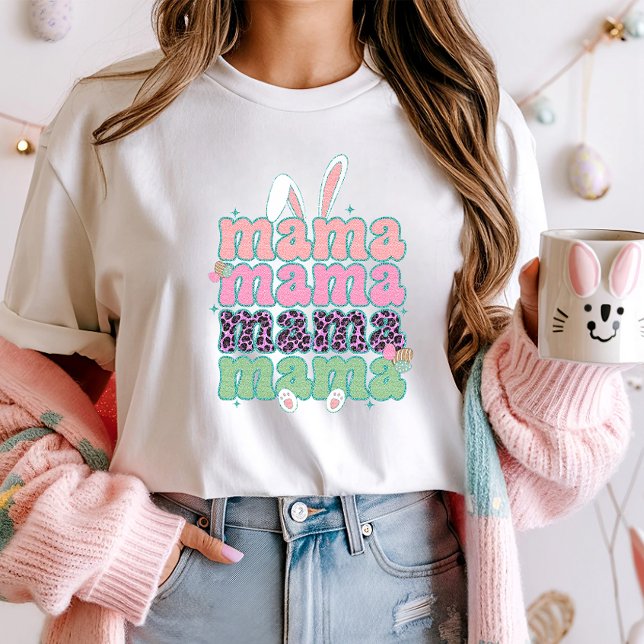 Trendy Mama Oaster T-Shirt; Bunny & Leopard Print T-Shirt (Von Creator hochgeladen)