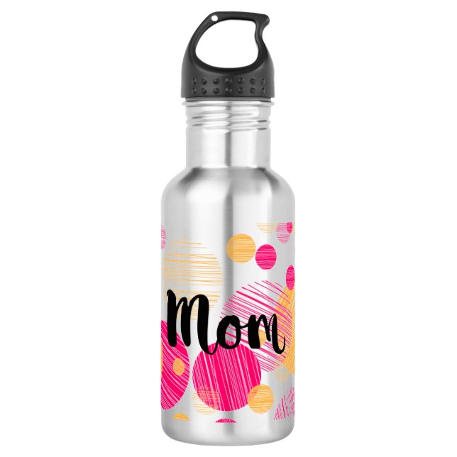 Trendy Mama Polka-Dot-Muster Edelstahlflasche (Vorderseite)