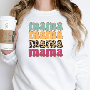 Trendy Mama Sweatshirt Mom Shirt Leopard Print