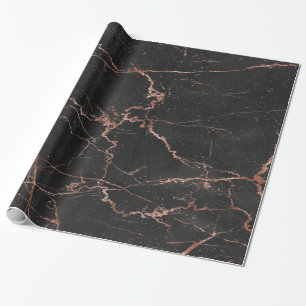 Trendy Marble Pink Black Glossy Geschenkpapier