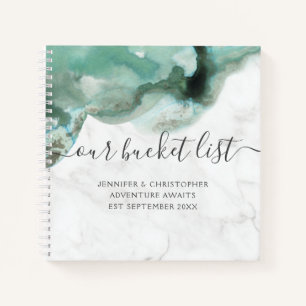 Trendy Marble Watercolor Unsere Bucketliste Notizbuch