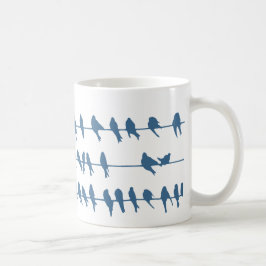 Trendy Marine schlucken Vögel auf Drähten Silhouet Kaffeetasse