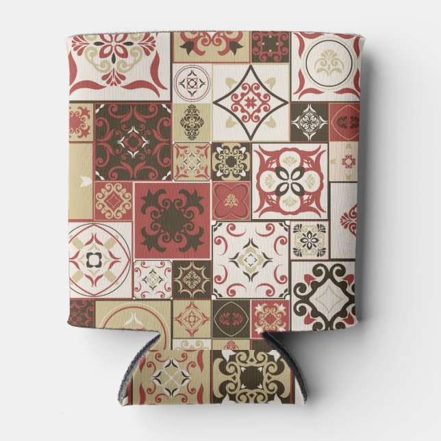 Trendy Marsala marokkanisches Muster Dosenkühler (Vorderseite)