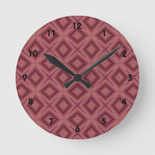 Trendy marsala und rosa geometrische Muster Runde Wanduhr