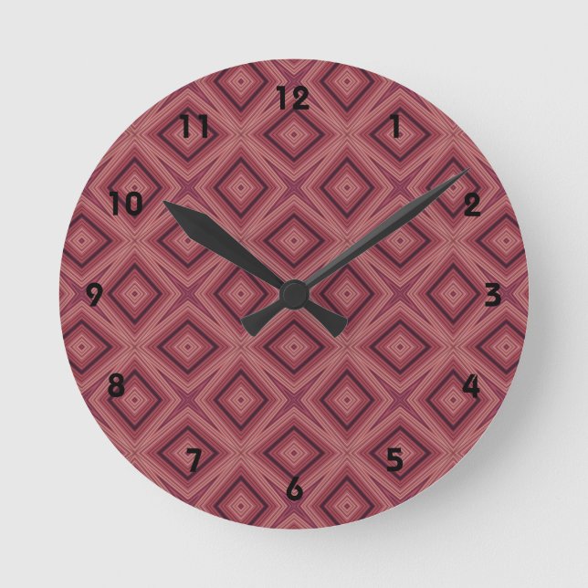 Trendy marsala und rosa geometrische Muster Runde Wanduhr (Vorderseite)