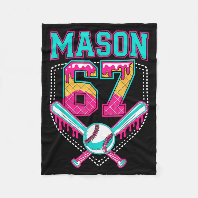 Trendy Mason 67 Mem Ice Cream Drip Baseball Birthd Fleecedecke (Vorderseite)