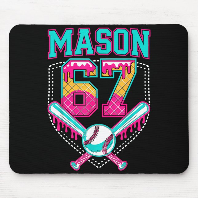 Trendy Mason 67 Mem Ice Cream Drip Baseball Birthd Mousepad (Vorne)
