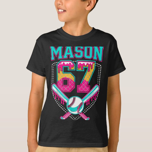 Trendy Mason 67 Mem Ice Cream Drip Baseball Birthd T-Shirt (Vorderseite)