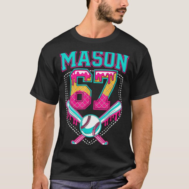 Trendy Mason 67 Mem Ice Cream Drip Baseball Birthd T-Shirt (Vorderseite)