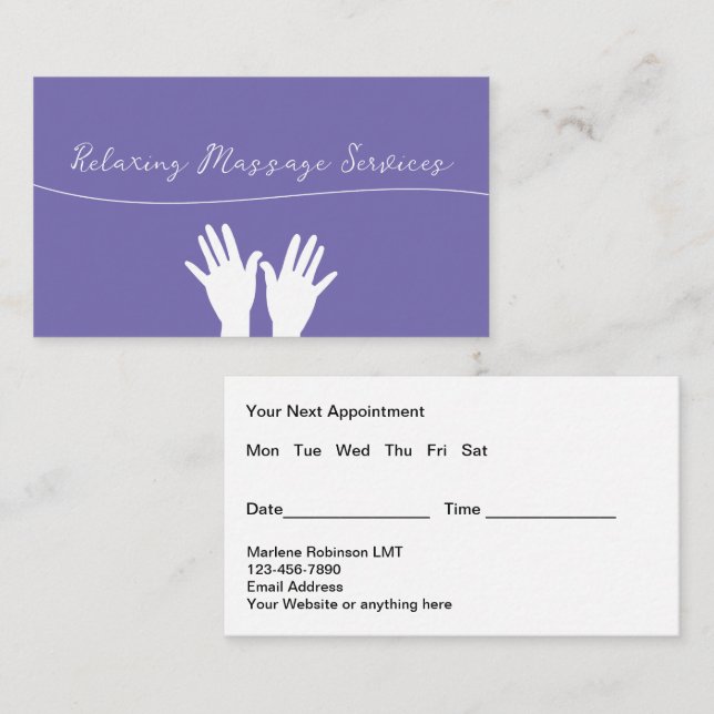 Trendy Massage Services Termine Business Cards Visitenkarte (Vorne/Hinten)