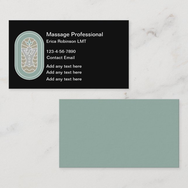 Trendy Massage Therapist Visiting Cards Visitenkarte (Vorne/Hinten)