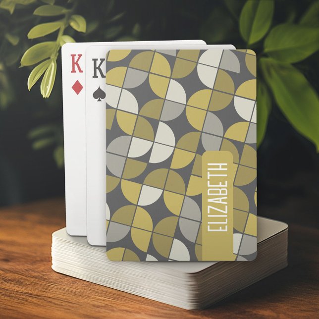 Trendy MCM Halbmondmuster mit Goldnamenblock Spielkarten (Personalized playing cards)