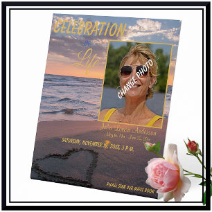 Trendy Memorial Funeral Beach Sunset Pedestal Schi Sockelschild