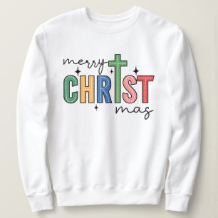 Trendy Merry Christmas Doodle Dots Moderne Skripte Sweatshirt