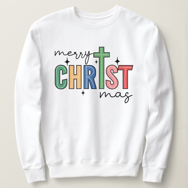 Trendy Merry Christmas Doodle Dots Moderne Skripte Sweatshirt (Design vorne)