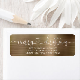 Trendy Merry Christmas Heart Script Metallic Gold