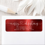 Trendy Merry Christmas Heart Script Metallic Red<br><div class="desc">Trendy Merry Christmas Heart Script Metallic Red Label</div>
