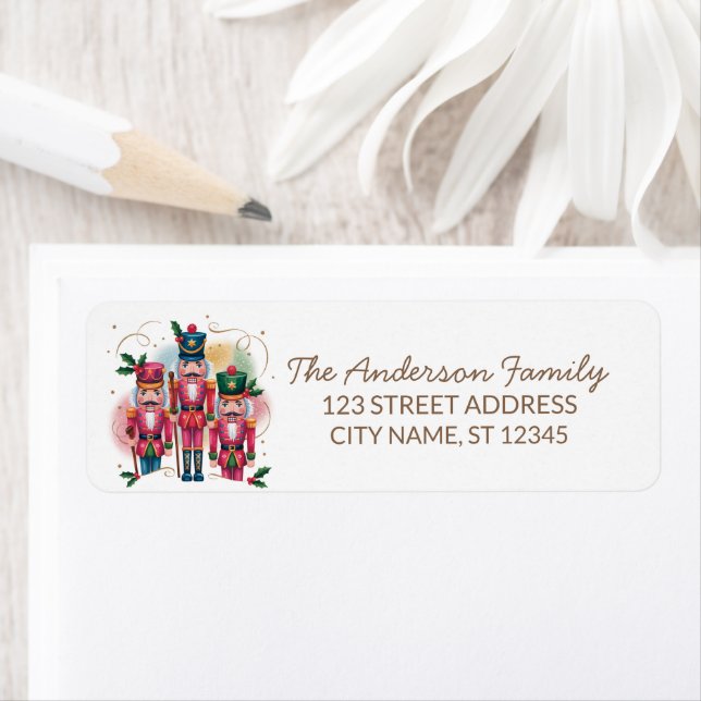 Trendy Merry Christmas Nutcracker Return Address   (Insitu)