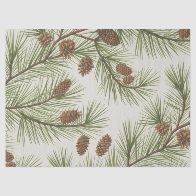 Trendy Merry Christmas Pine Cones and Branches     Seidenpapier (Vorderseite)