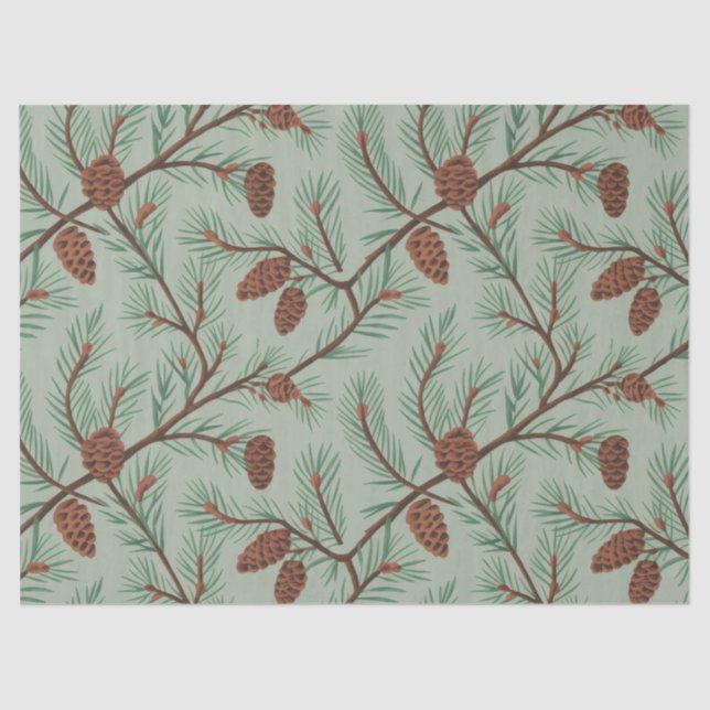 Trendy Merry Christmas Pine Cones and Branches     Seidenpapier (Vorderseite)
