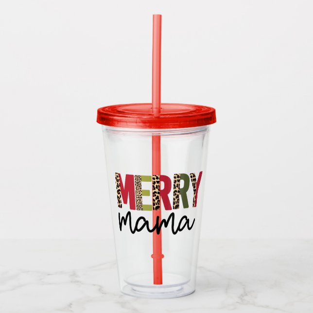 Trendy "Merry Mama" Weihnachten Acryltrinkbecher (Vorderseite)