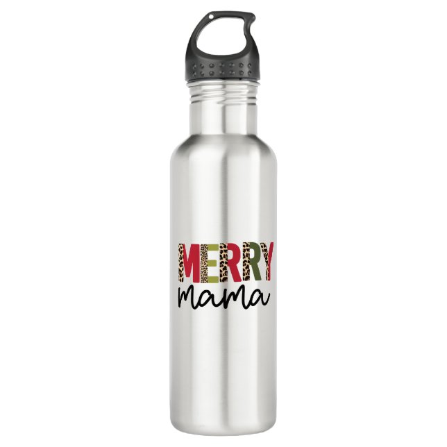 Trendy "Merry Mama" Weihnachten Edelstahlflasche (Vorderseite)