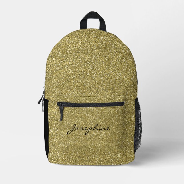 Trendy Metallic Glitzer Gold - Ihr Name Bedruckter Rucksack (Vorderseite)