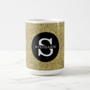 Trendy Metallic Glitzer Gold Light Mit Monogramm Kaffeetasse