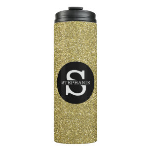 Trendy Metallic Glitzer Gold Light Mit Monogramm Thermosbecher