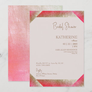 Trendy Metallic Gold und Pink Brautparty Einladung