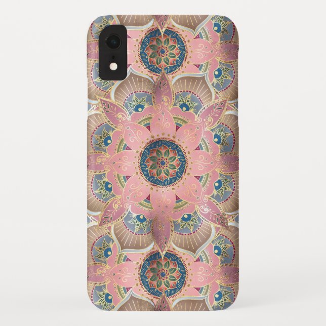 Trendy Metallic Gold und Pink Mandala Design Case-Mate iPhone Hülle (Rückseite)