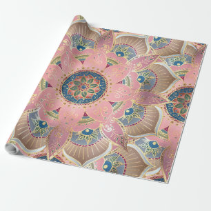 Trendy Metallic Gold und Pink Mandala Design Geschenkpapier