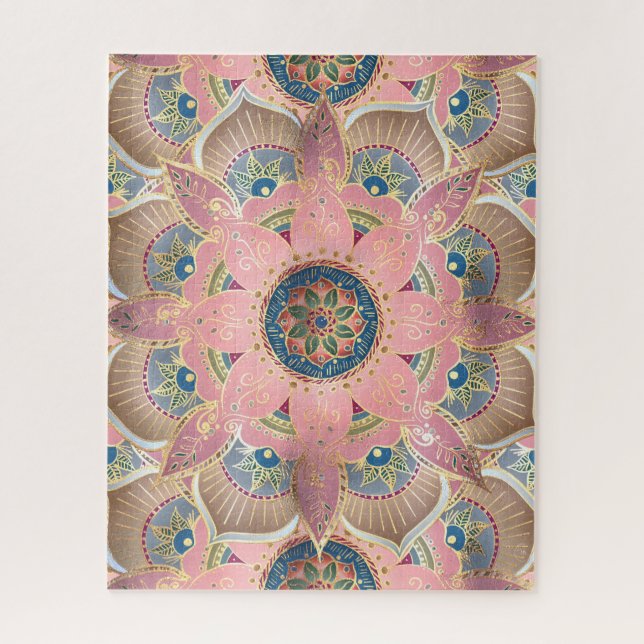 Trendy Metallic Gold und Pink Mandala Design Puzzle (Vertikal)