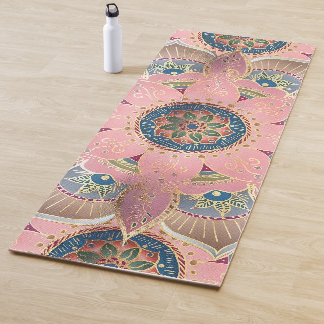 Trendy Metallic Gold und Pink Mandala Design Yogamatte (Beispiel)