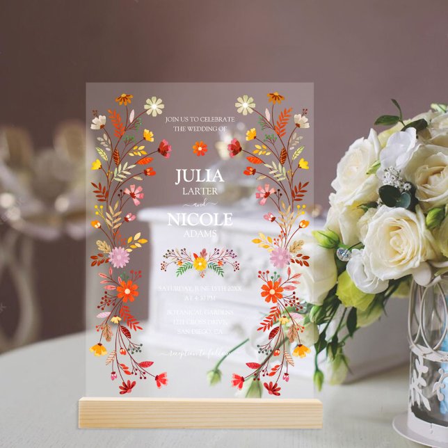 Trendy Mexican Talavera Floral Fiesta Wedding Acryleinladungen (Von Creator hochgeladen)