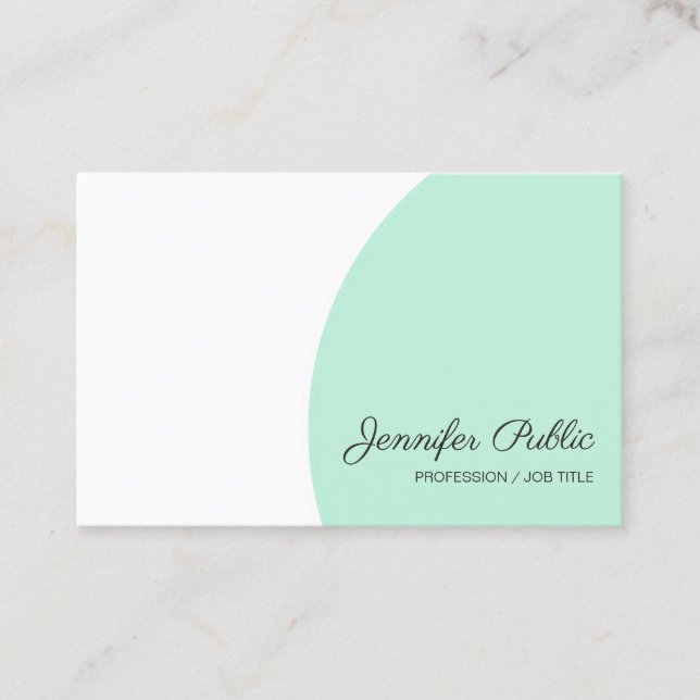 Trendy Mini Green White Modern Handwriting Script Visitenkarte (Vorderseite)