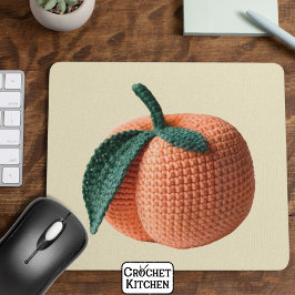 Trendy Minimal Modern Amigurumi Crochet Peach Mousepad