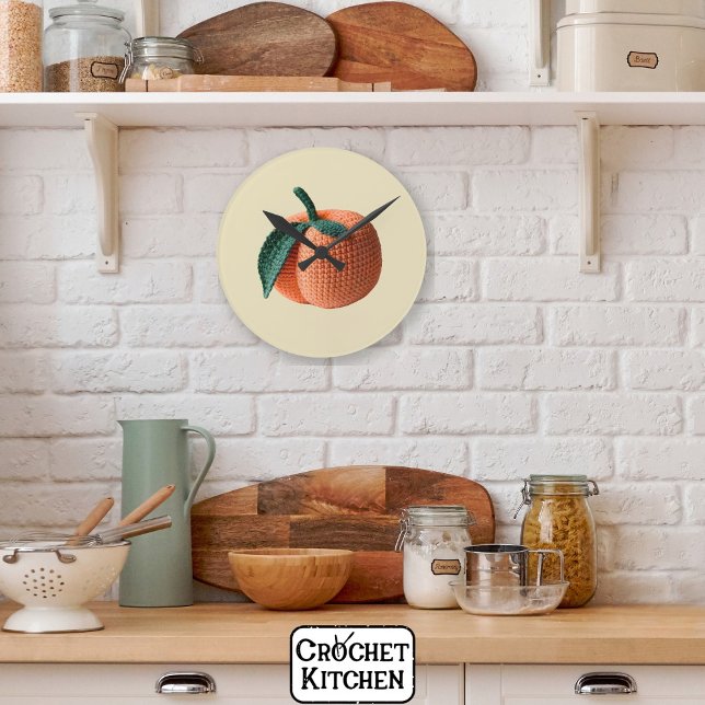 Trendy Minimal Modern Amigurumi Crochet Peach Runde Wanduhr (Von Creator hochgeladen)