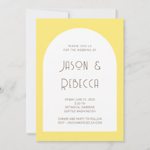 Trendy Minimal Pastellgelb in einer Hochzeit Einladung