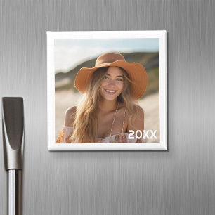 Trendy Minimaler Foto-Design mit Jahr Magnet