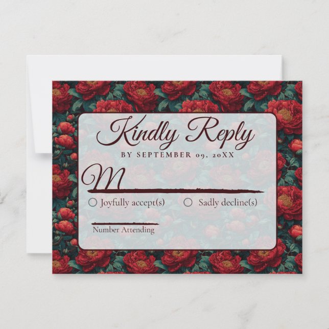 Trendy Minimalist Peonies  Fall Wedding  RSVP Karte (Vorderseite)