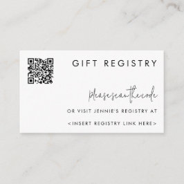 Trendy Minimalistisch Black & White Registry QR Co Begleitkarte