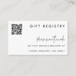Trendy Minimalistisch Black & White Registry QR Co Begleitkarte