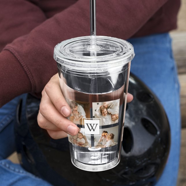 Trendy Minimalistisch Collage Fathers Foto Daddy G Acryltrinkbecher (Von Creator hochgeladen)