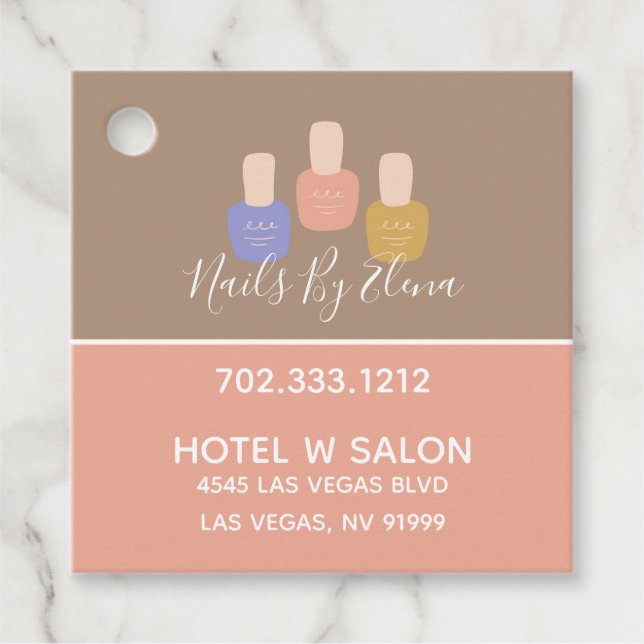 Trendy Minimalistisch Colorblock Nail Salon Busine Geschenkanhänger (Vorderseite)