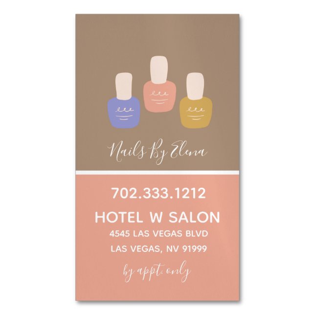 Trendy Minimalistisch Colorblock Nail Salon Magnetische Visitenkarte (Vorderseite Vertikal)