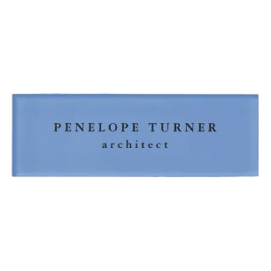 Trendy Minimalistisch Cornflower Blue Beruflich Namenschild