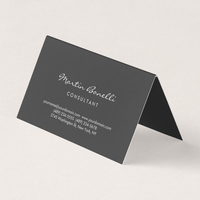 Trendy Minimalistisch Gray Color Business Card Visitenkarten (Vorderseite)