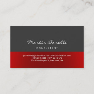 Trendy Minimalistisch Gray Red Color Business Card Visitenkarte